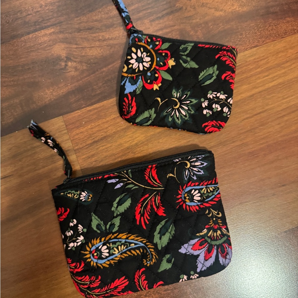 Vera Bradley Black Floral Paisley Quilted Cosmetic Pouches - Picture 2 of 3